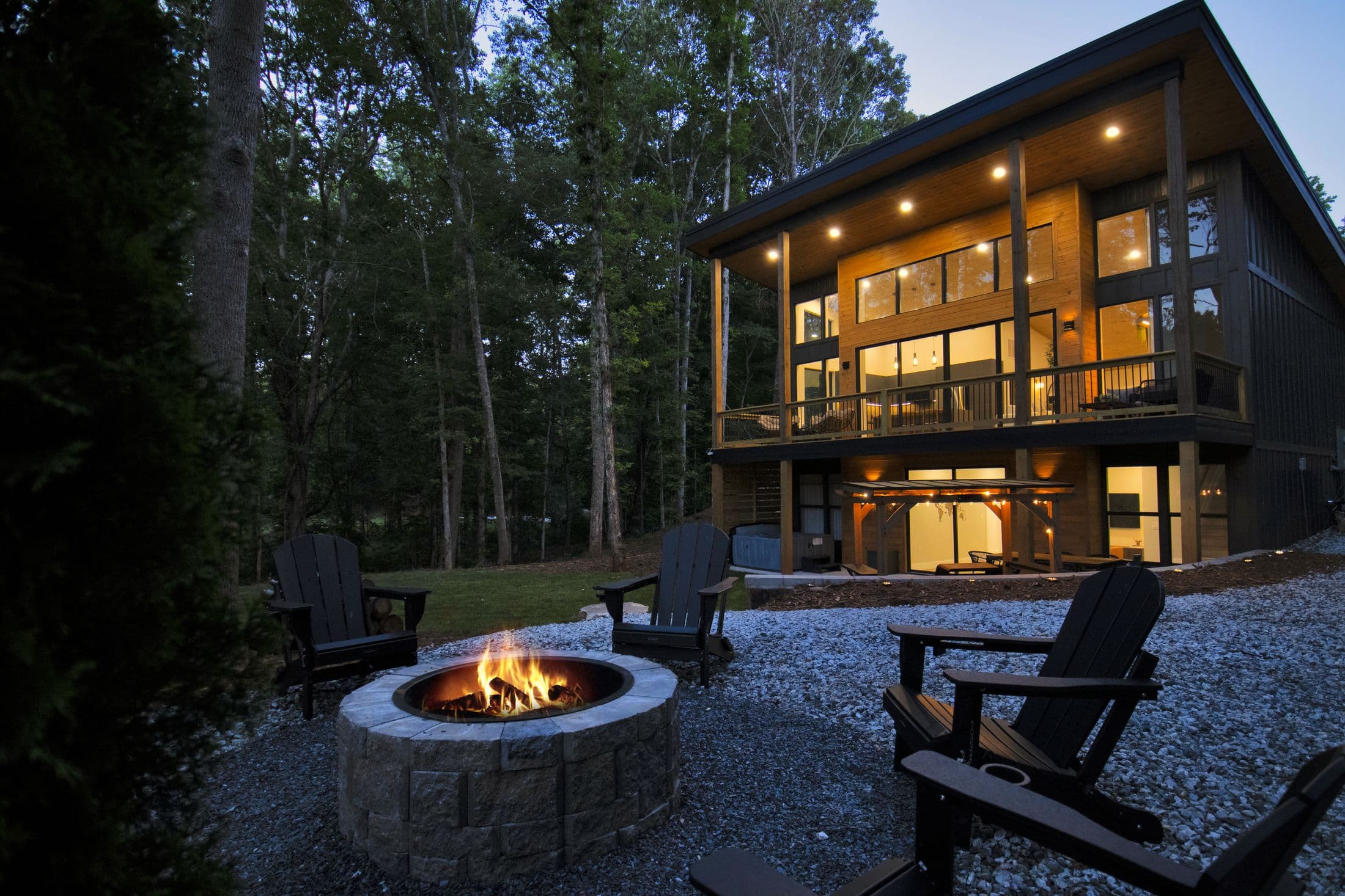 Fire pit at dusk